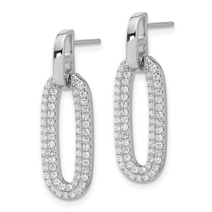 Sterling Silver Rhodium-plated Micro Pave Cubic Zirconia Post Dangle Earrings