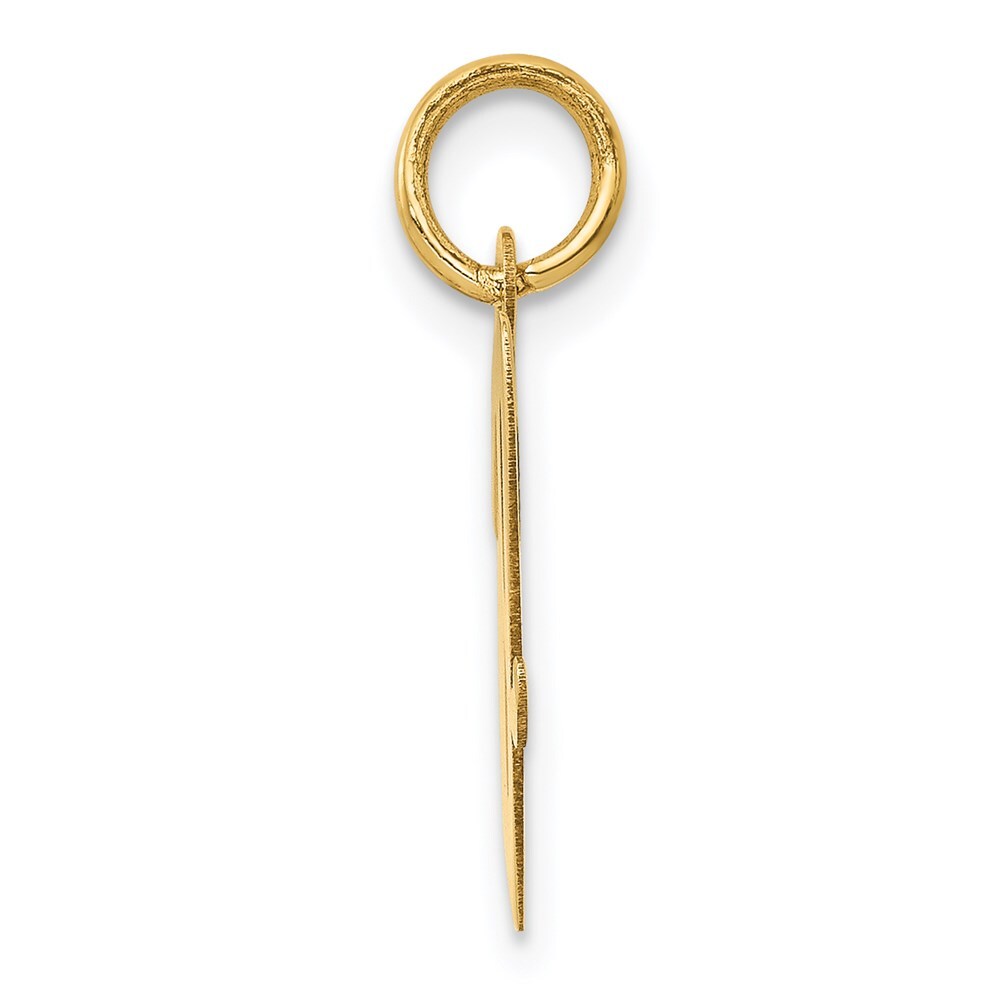 14k Yellow Gold Medium Script Letter V Initial Charm Pendant for Women