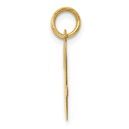 14k Yellow Gold Medium Script Letter V Initial Charm Pendant for Women