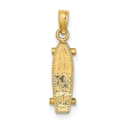 14k Yellow Gold 3-D Skate Board Charm