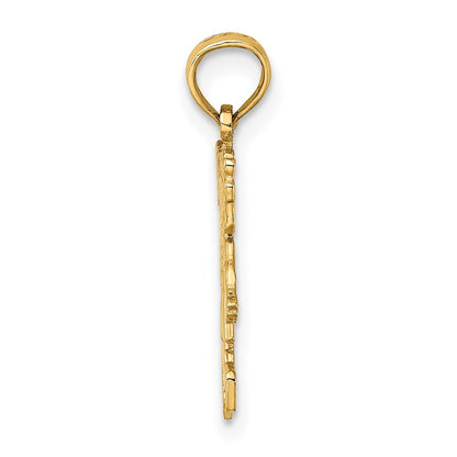 14k Yellow Gold Girl Waving with Flower on Blouse Charm
