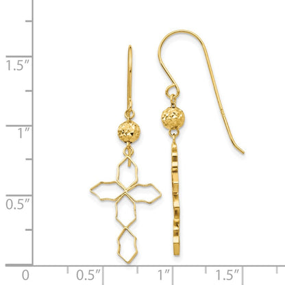 14k Yellow Gold Cross Earrings