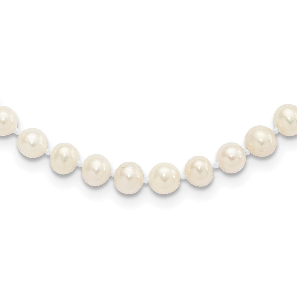 Sterling Silver Rhodium-plated 5-6mm White Cultured Pearl Necklace 24"