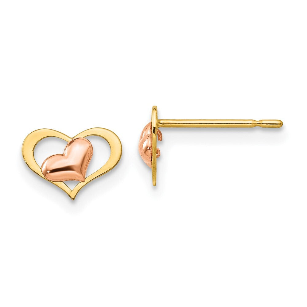 14k Yellow & Rose Gold Madi K Children's Heart Stud Earrings