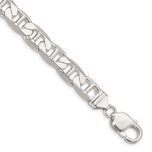 Sterling Silver 9.5mm Flat Anchor Chain Bracelet