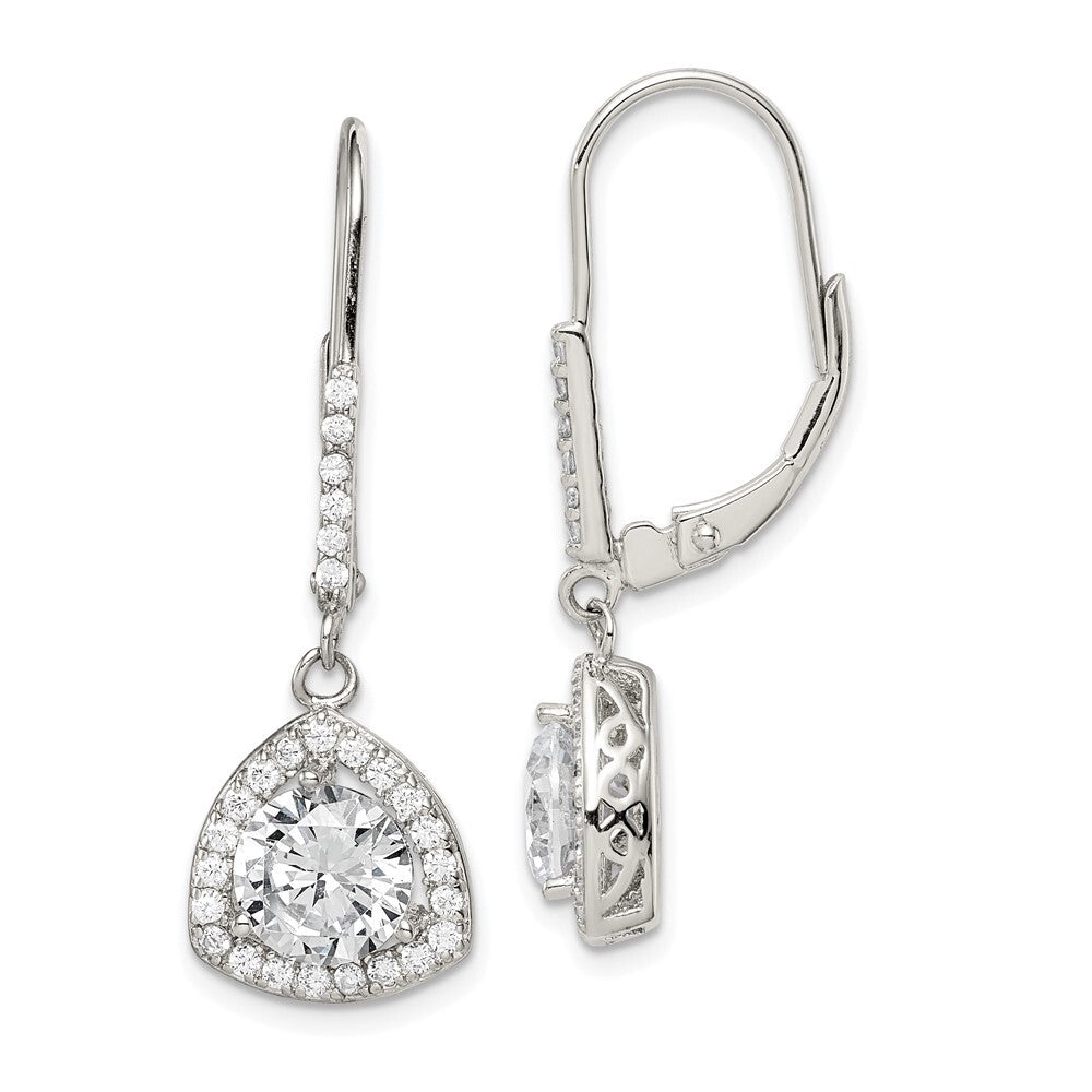Sterling Silver Rhodium-plated Polished Cubic Zirconia Leverback Earrings