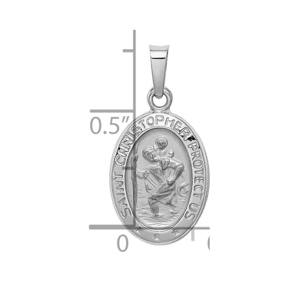 14k White Gold Saint Christopher Medal Charm Pendant for Women