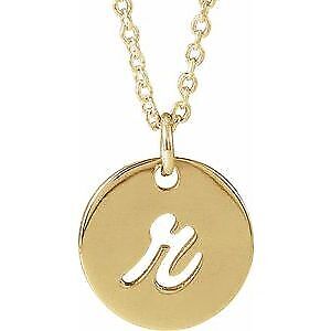 14k Yellow Gold Script Initial R Pendant Necklace 16-18"