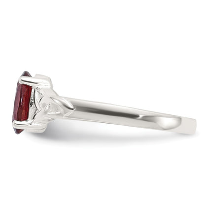 Sterling Silver Polished Garnet Ring Size 8