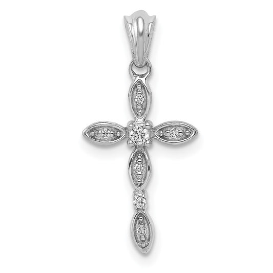 14k White Gold 1/20ct. Diamond Cross Pendant for Women