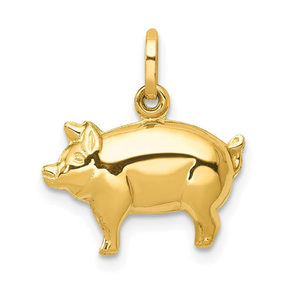 14k Yellow Gold Pig Charm
