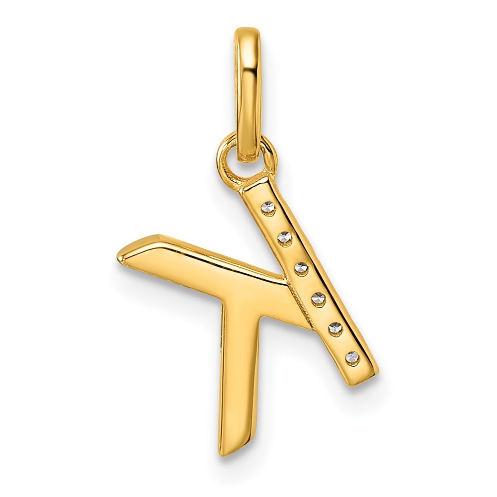 14k Yellow Gold Twisted .05 ct. Diamond Initial K Charm