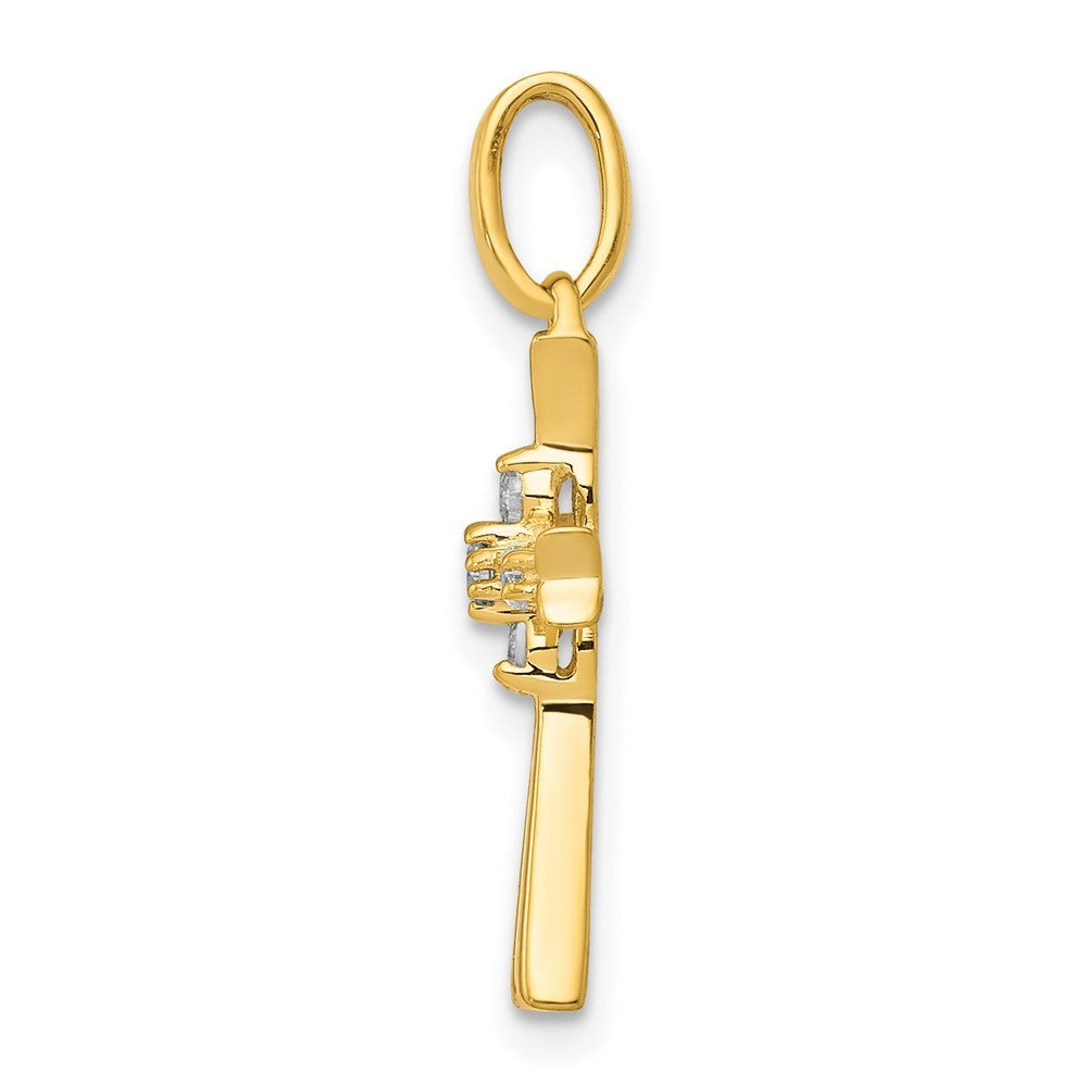 14k Yellow Gold 1/15ct. Diamond Cross Pendant