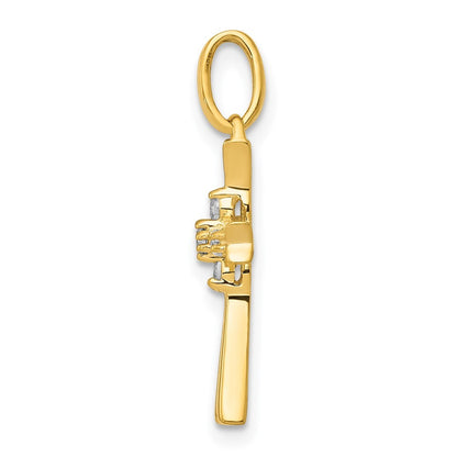 14k Yellow Gold 1/15ct. Diamond Cross Pendant