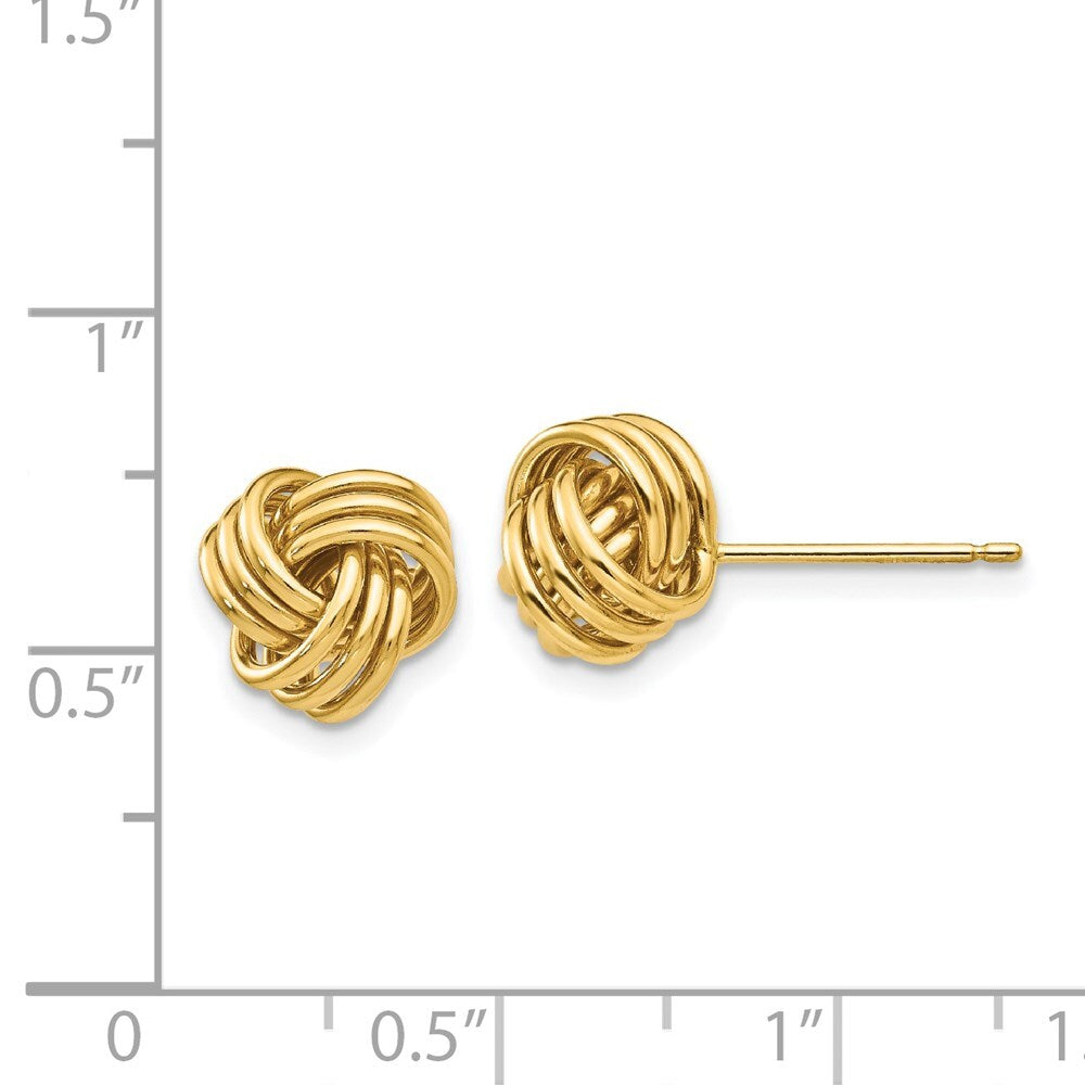 14k Yellow Gold Polished Triple Knot Stud Earrings Gift for Women