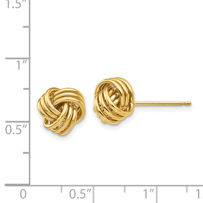 14k Yellow Gold Polished Triple Knot Stud Earrings Gift for Women