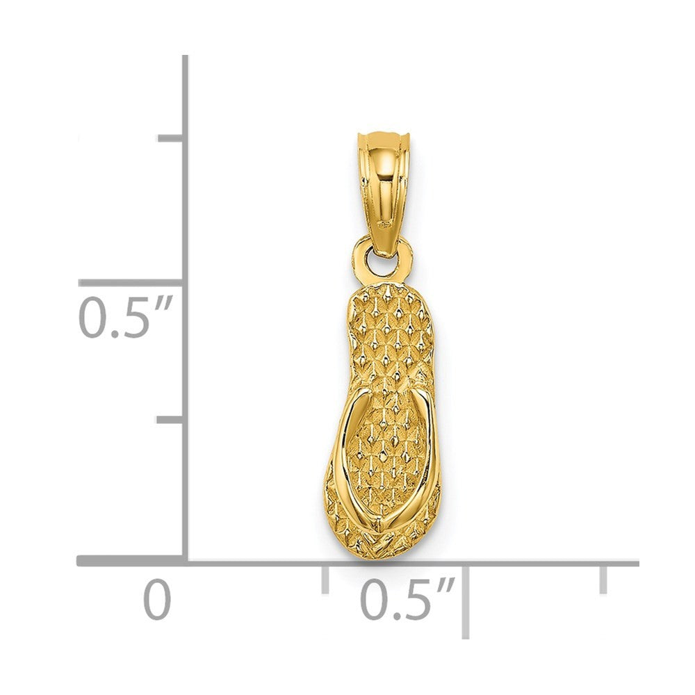 14k Yellow Gold 3D REHOBOTH Single Flip-flop Charm