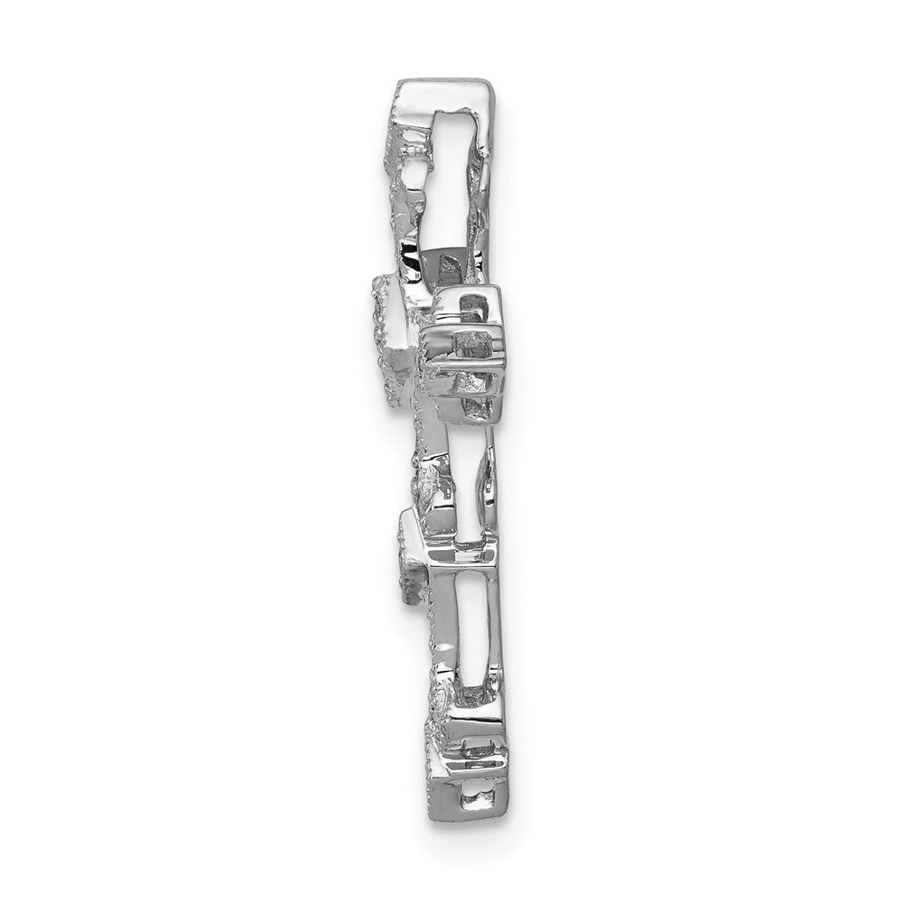 14k White Gold 1/6ct. Diamond Filigree Cross Chain Slide Pendant for Women