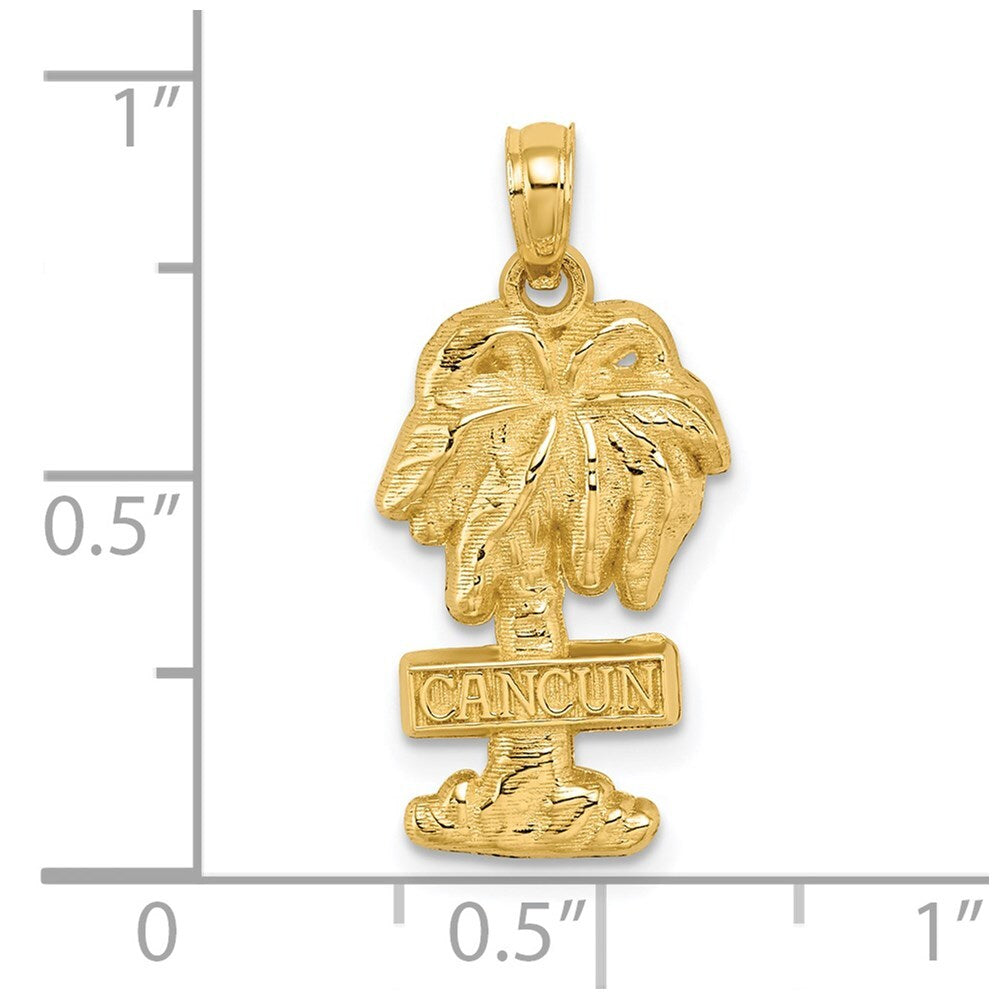 14k Yellow Gold CANCUN Palm Tree Charm Pendant for Women