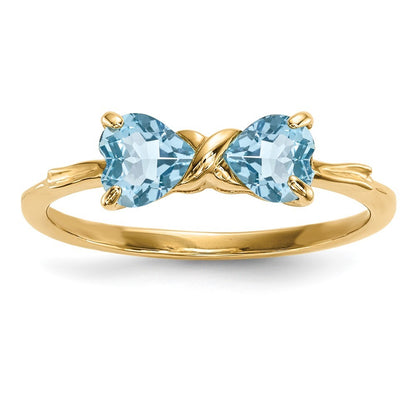 14k Yellow Gold  Polished Light Swiss Blue Topaz Bow Ring