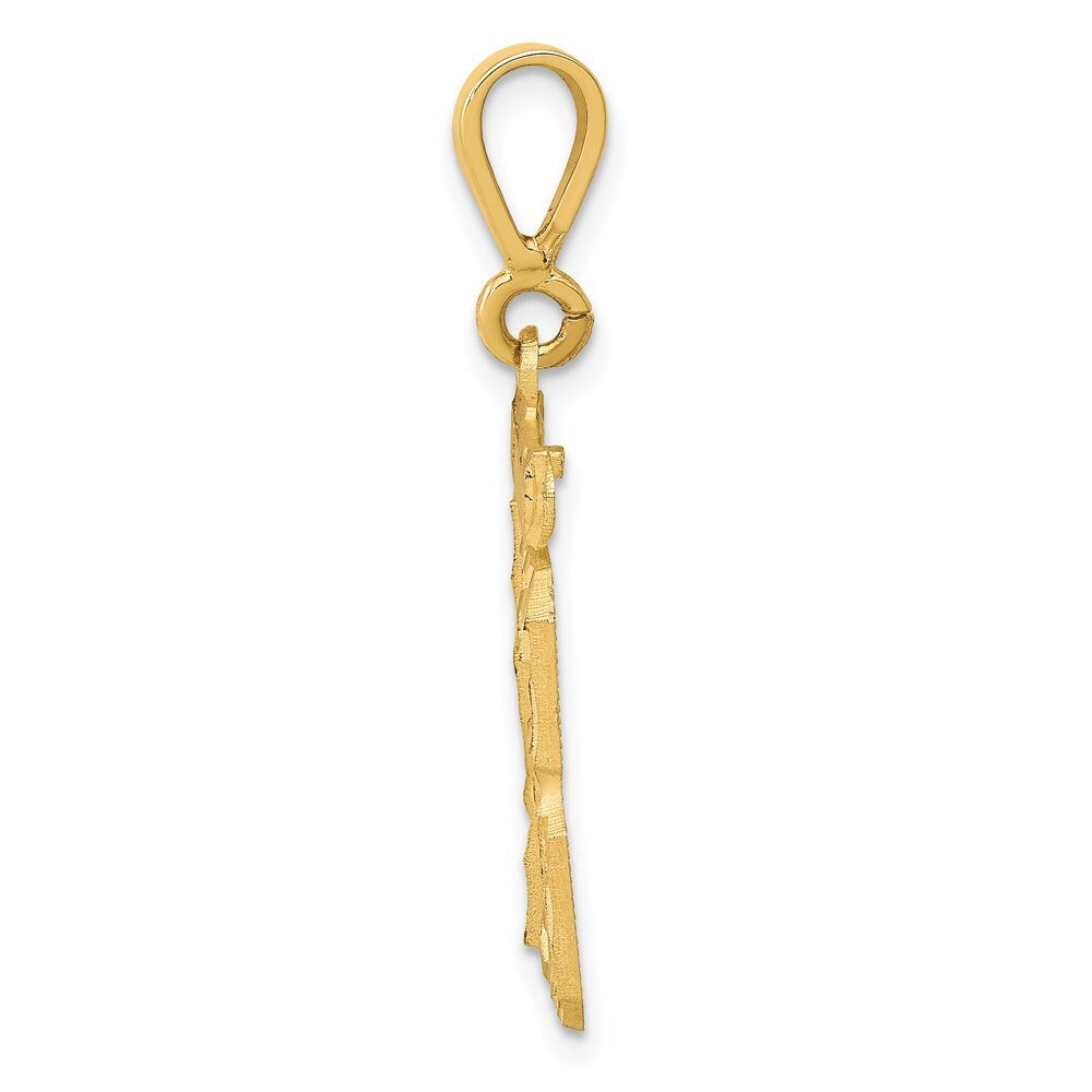 14k Yellow Gold Medium Diamond-cut Number 13 Charm Pendant for Women