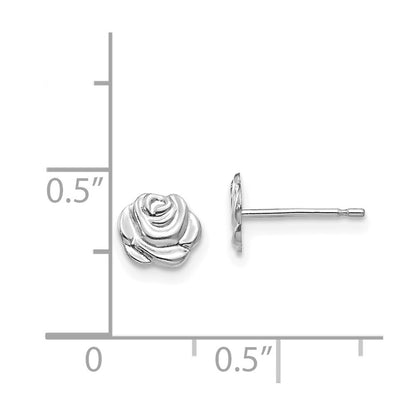 14k White Gold Polished Rose Stud Earrings Gift for Women