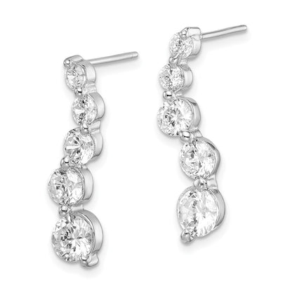 Sterling Silver Rhodium-plated Polished CZ Journey Earrings