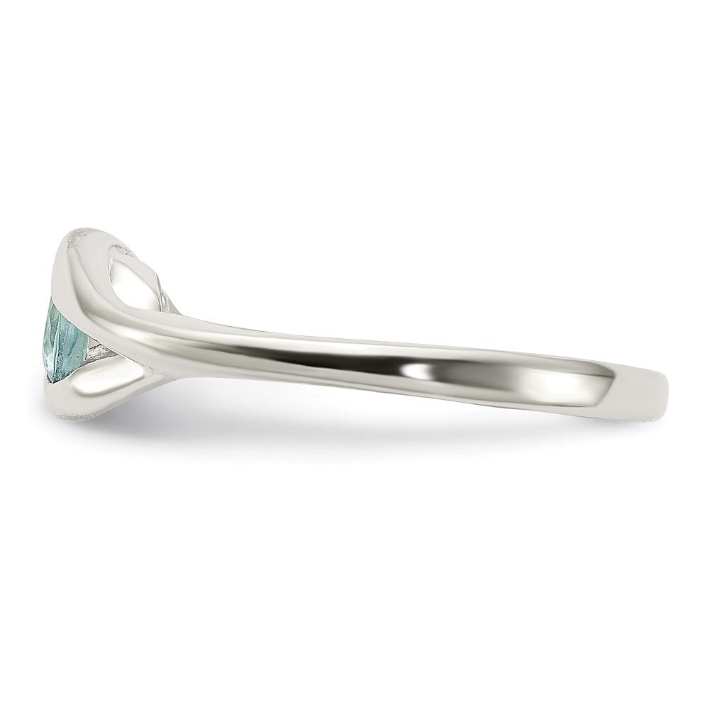 Sterling Silver Blue Glass Ring Size 8