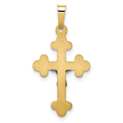 14k Two-tone Gold Polished Budded INRI Crucifix Pendant for Women