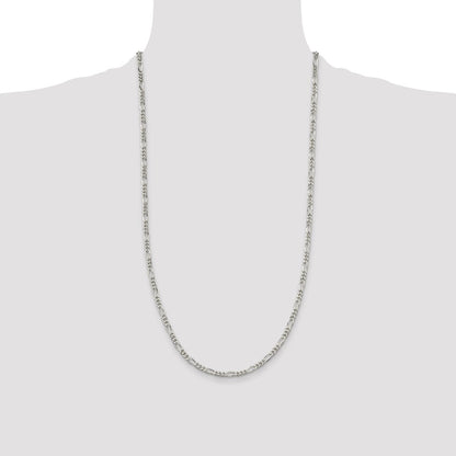 Sterling Silver Rhodium-plated 3.5mm Figaro Chain