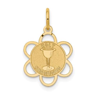 14k Yellow Gold Holy Communion Charm Pendant for Women