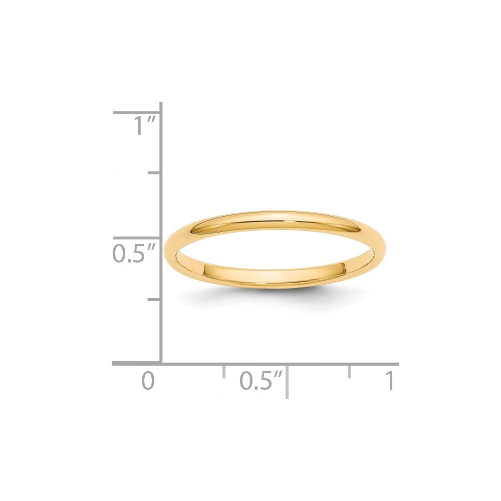 14K Yellow Gold Yellow Gold 2mm Half-Round Wedding Band Size 7
