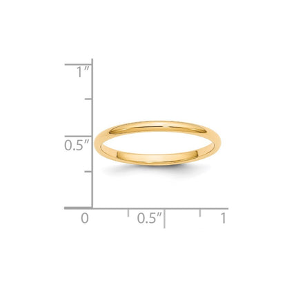 14K Yellow Gold Yellow Gold 2mm Half-Round Wedding Band Size 7