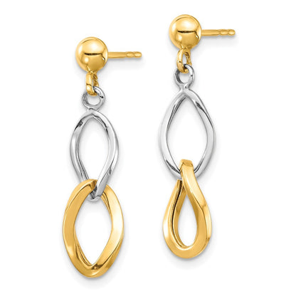 14K Two-tone Dangle Earrings