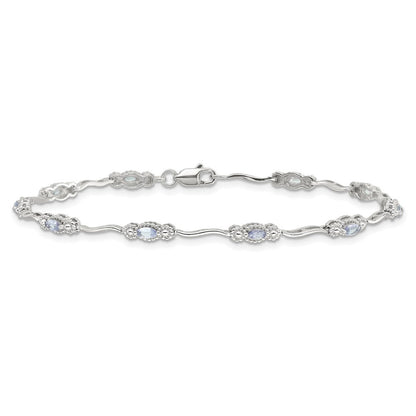 Stering Silver Rhodium-plated Polished Tanzanite 7.5 inch Bracelet