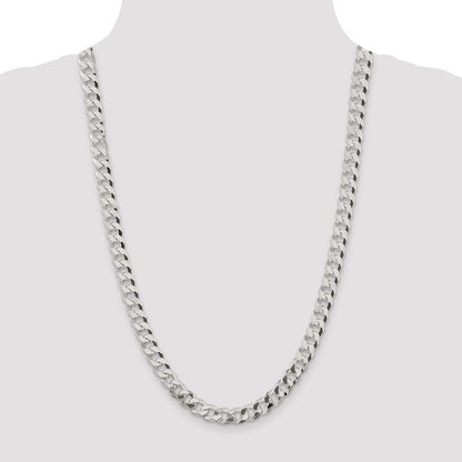 Sterling Silver 8.5mm Beveled Curb Chain
