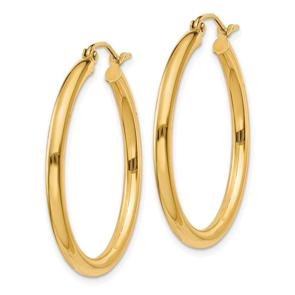 14k Yellow Gold Polished 2.5mm Tube Hoop Earrings