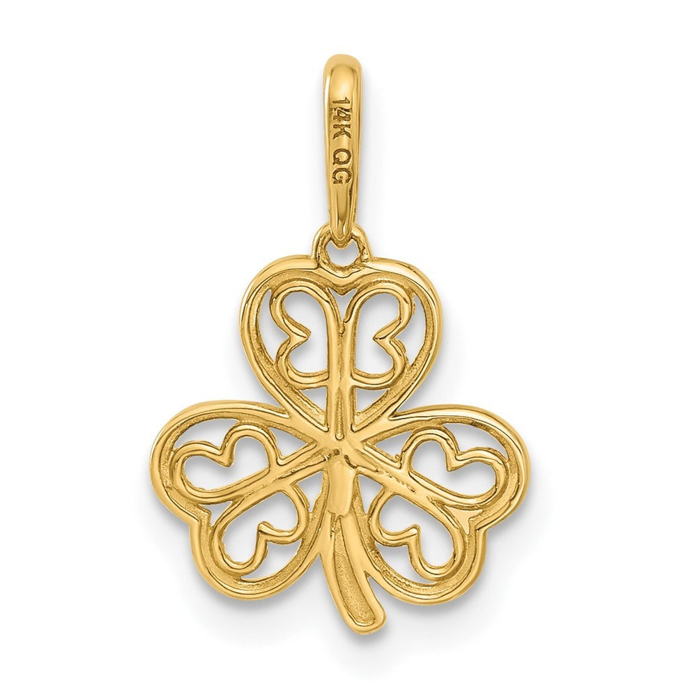 14k Yellow Gold Polished Three Leaf Clover Pendant