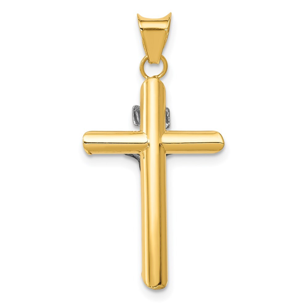 14k Two-tone Gold Rhodium Inri Crucifix Pendant for Women