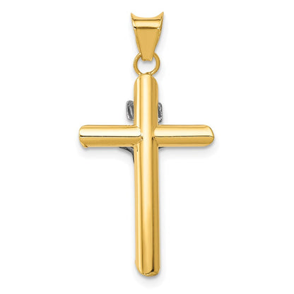 14k Two-tone Gold Rhodium Inri Crucifix Pendant for Women