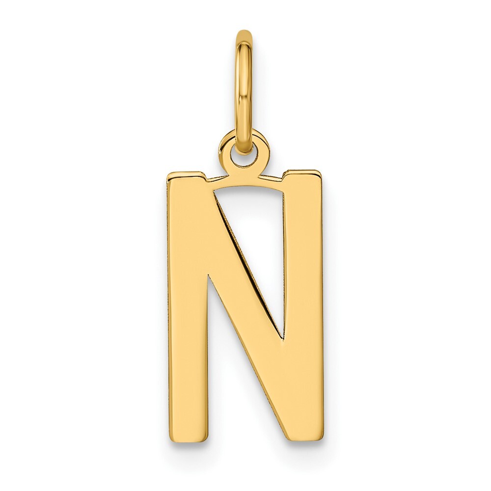 14k Yellow Gold Letter N Initial Pendant for Women