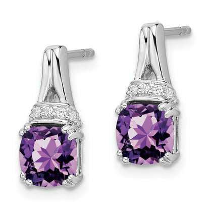 14k White Gold Amethyst and Diamond Drop & Dangle Earrings