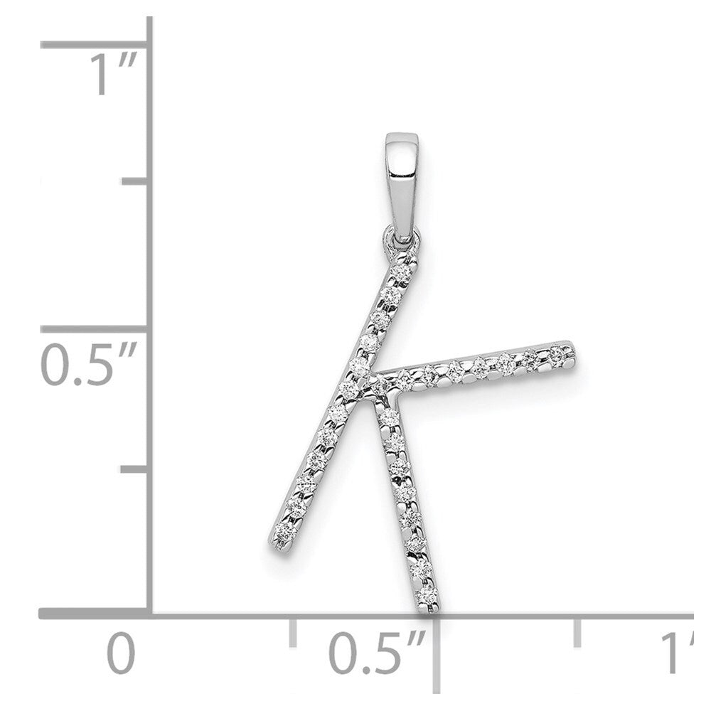 14k White Gold Diamond Letter K Initial Pendant for Women