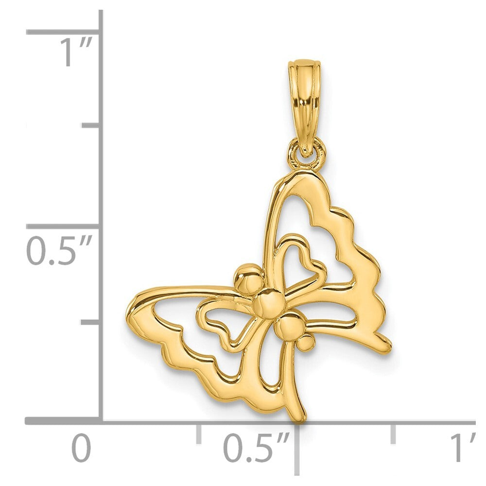 14k Yellow Gold Polished Fancy Butterfly Charm
