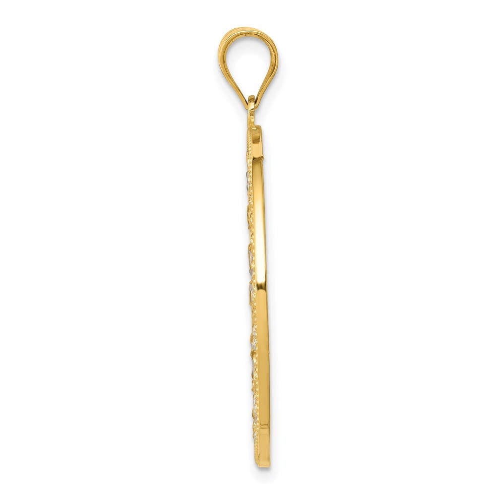 14k Yellow Gold and Rhodium Diamond-cut Circle Pendant for Women