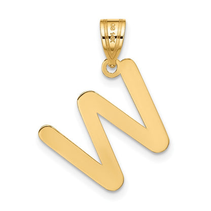 14k Yellow Gold Polished Bubble Letter W Initial Pendant for Women