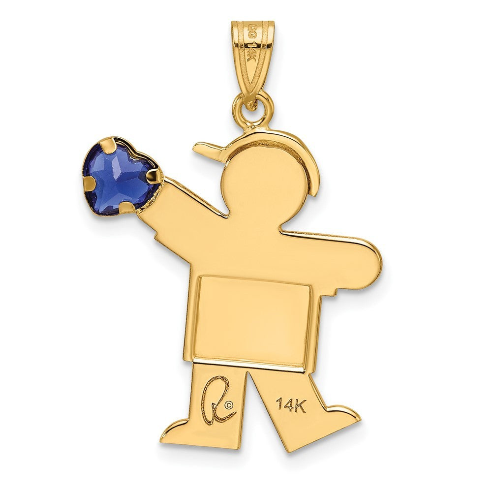 14k Yellow Gold Boy with Cubic Zirconia September Birthstone Charm