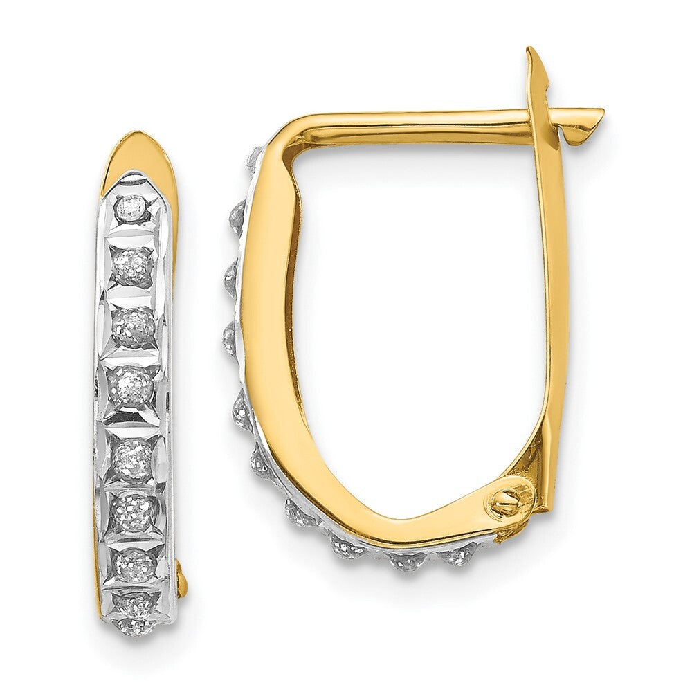 14k Yellow Gold Diamond Fascination Hinged Hoop Earrings Gift for Women