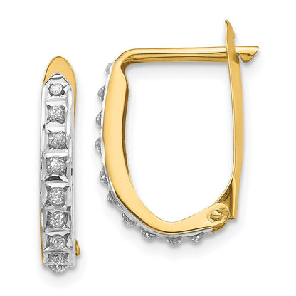 14k Yellow Gold Diamond Fascination Hinged Hoop Earrings Gift for Women