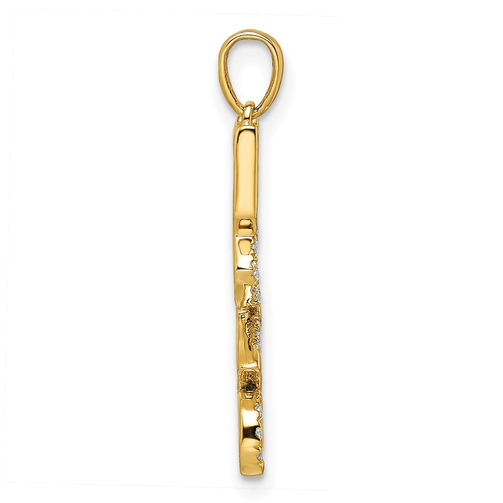 14k Yellow Gold Polished LOVE Diamond Pendant for Women